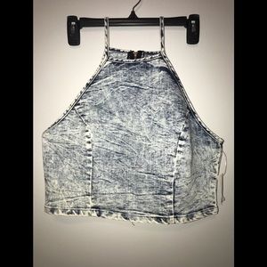 Charlotte Russe Light Wash Denim Crop Top